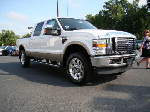 White Platinum Tri-Coat Ford F250 Super Duty Lariat Crew Cab 4x4.  Click to enlarge.