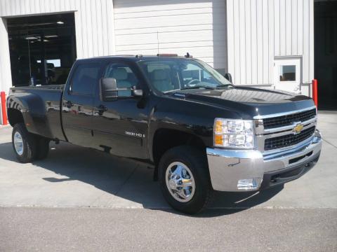 Black Chevrolet Silverado 3500HD LTZ Crew Cab 4x4 Dually.  Click to enlarge.