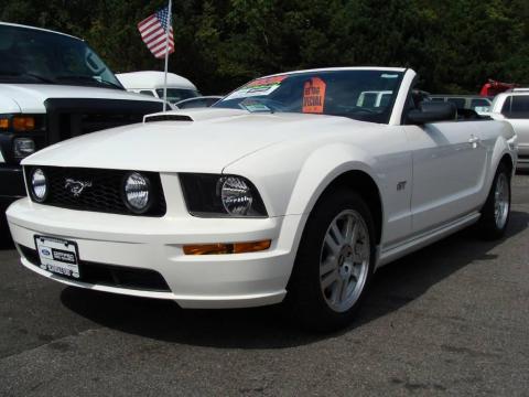 Performance White Ford Mustang GT Premium Convertible.  Click to enlarge.
