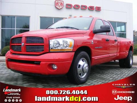 Flame Red Dodge Ram 3500 Sport Quad Cab Dually.  Click to enlarge.