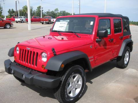 Flame Red Jeep Wrangler Unlimited Sport 4x4.  Click to enlarge.