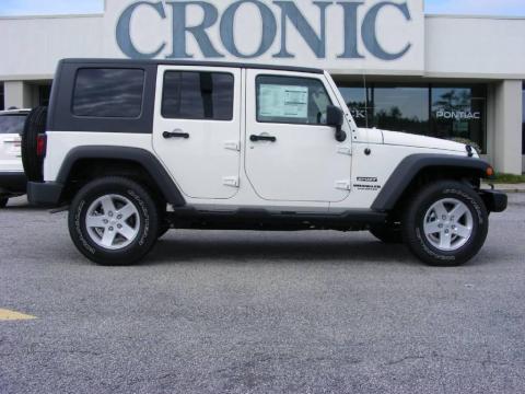 Stone White Jeep Wrangler Unlimited Sport 4x4.  Click to enlarge.