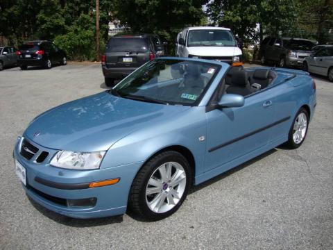 Ice Blue Metallic Saab 9-3 2.0T Convertible.  Click to enlarge.