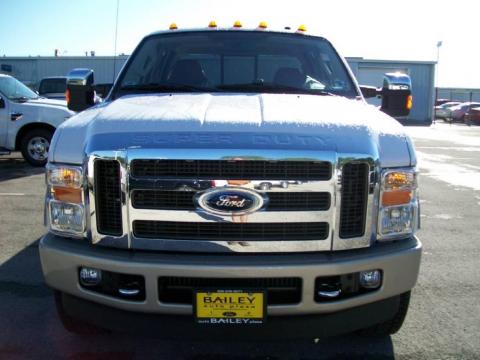 White Platinum Metallic Tri-Coat Ford F350 Super Duty King Ranch Crew Cab 4x4.  Click to enlarge.