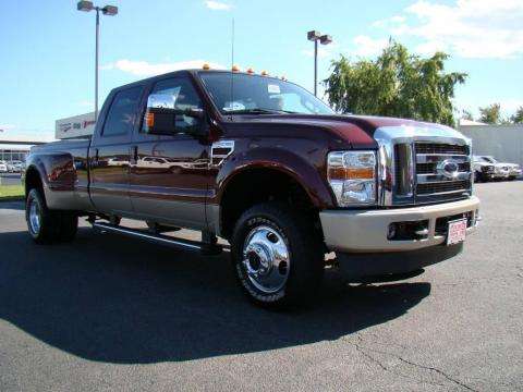 Royal Red Metallic Ford F350 Super Duty Lariat Crew Cab 4x4 Dually.  Click to enlarge.