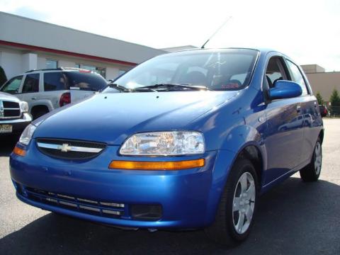Bright Blue Chevrolet Aveo LS Hatchback.  Click to enlarge.