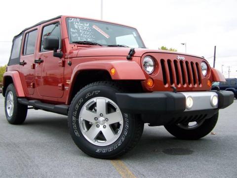 Sunburst Orange Pearl Jeep Wrangler Unlimited Sahara 4x4.  Click to enlarge.
