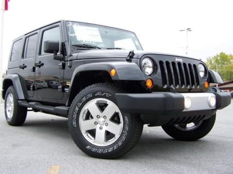 Black 2010 Jeep Wrangler Unlimited Sahara 4x4 with Dark Slate Gray/Medium 