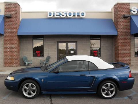 Atlantic Blue Metallic Ford Mustang V6 Convertible.  Click to enlarge.