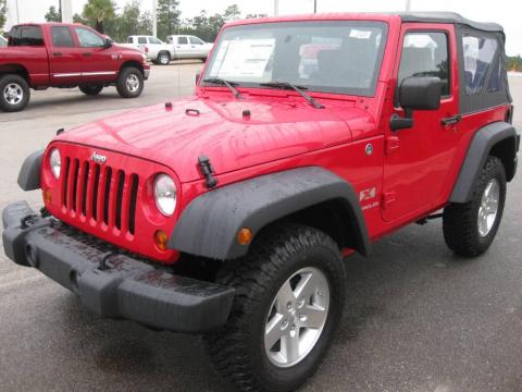 Flame Red Jeep Wrangler X 4x4.  Click to enlarge.