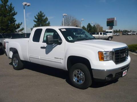 Summit White GMC Sierra 2500HD SLE Extended Cab 4x4.  Click to enlarge.
