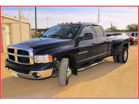 Patriot Blue Pearl Dodge Ram 3500 SLT Quad Cab 4x4 Dually.  Click to enlarge.
