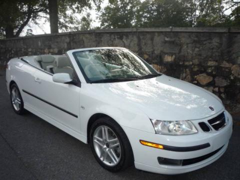 Polar White Saab 9-3 2.0T Convertible.  Click to enlarge.