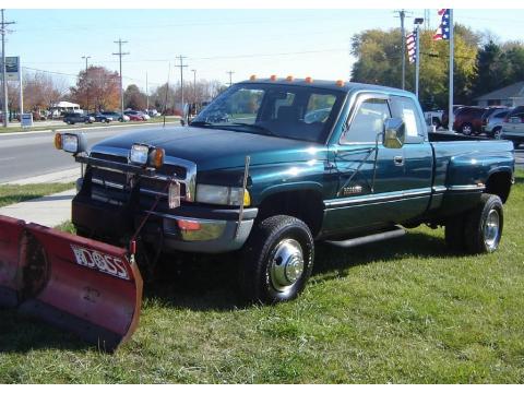 Spruce Pearl Metallic Dodge Ram 3500 Laramie Extended Cab Dually 4x4.  Click to enlarge.