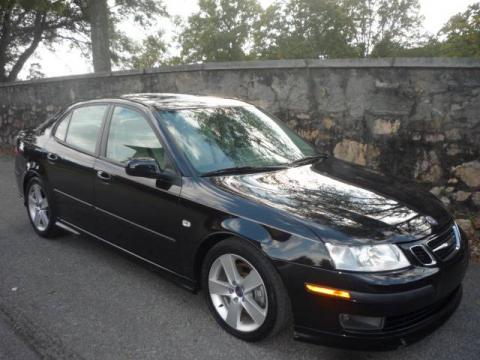 Black Saab 9-3 Aero Sport Sedan.  Click to enlarge.