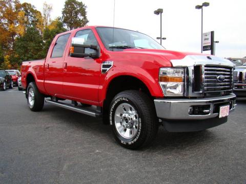 Vermillion Red Ford F250 Super Duty Lariat Crew Cab 4x4.  Click to enlarge.