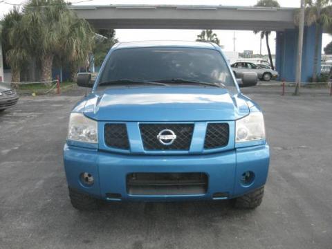 Bright Blue Metallic Nissan Titan XE Crew Cab.  Click to enlarge.