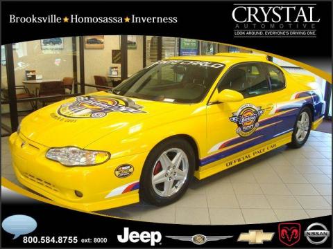 Competition Yellow Chevrolet Monte Carlo Supercharged SS Dickies 500 Official Pace Car.  Click to enlarge.