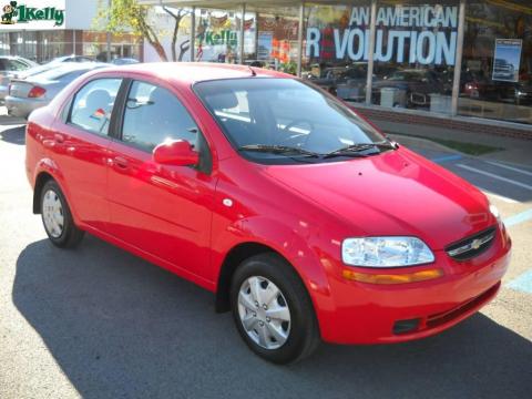 Victory Red Chevrolet Aveo LS Sedan.  Click to enlarge.