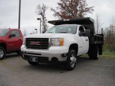 Summit White GMC Sierra 3500HD Regular Cab Chassis Dump Truck.  Click to enlarge.