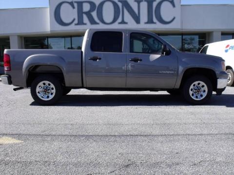 Steel Gray Metallic GMC Sierra 1500 SL Crew Cab.  Click to enlarge.