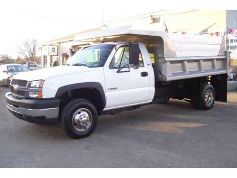 Summit White Chevrolet Silverado 3500 Regular Cab 4x4 Chassis Dump Truck.  Click to enlarge.