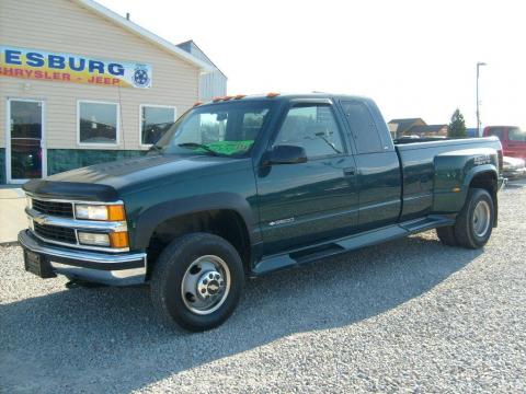 Meadow Green Metallic Chevrolet C/K 3500 K3500 Cheyenne Extended Cab 4x4 Dually.  Click to enlarge.