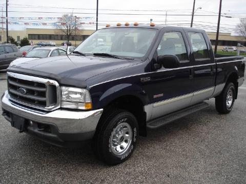 True Blue Metallic Ford F250 Super Duty XLT Crew Cab 4x4.  Click to enlarge.