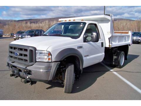 Oxford White Ford F450 Super Duty XL Regular Cab 4x4 Chassis Dump Truck.  Click to enlarge.