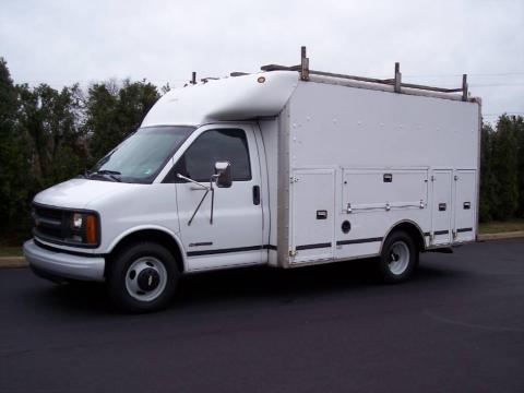 White Chevrolet Express 3500 Cargo Van.  Click to enlarge.
