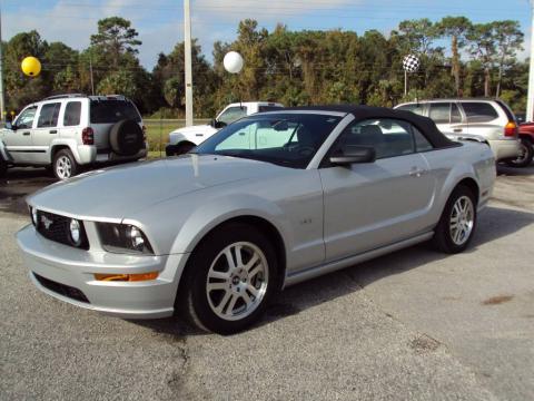 Satin Silver Metallic Ford Mustang GT Premium Convertible.  Click to enlarge.