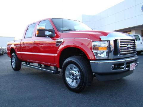 Vermillion Red Ford F250 Super Duty Lariat Crew Cab 4x4.  Click to enlarge.