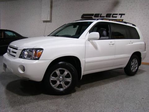 Super White Toyota Highlander V6 4WD.  Click to enlarge.