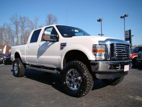 White Platinum Tri-Coat Ford F250 Super Duty Lariat Crew Cab 4x4.  Click to enlarge.