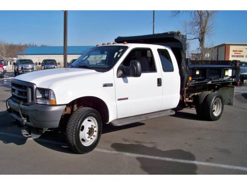 Oxford White Ford F450 Super Duty XL SuperCab 4x4 Chassis Dump Truck.  Click to enlarge.