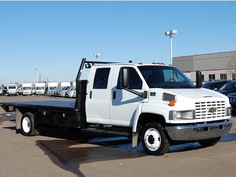 Summit White Chevrolet C Series Kodiak C4500 Crew Cab Chassis Flat Bed.  Click to enlarge.
