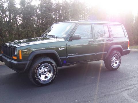 Moss Green Pearlcoat Jeep Cherokee Sport.  Click to enlarge.