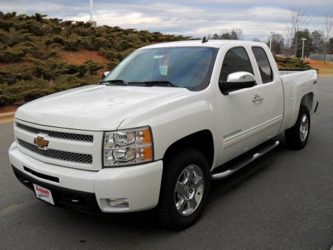 Summit White Chevrolet Silverado 1500 LTZ Extended Cab 4x4.  Click to enlarge.