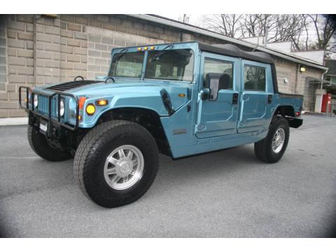 Ocean Blue Metallic Hummer H1 Soft Top.  Click to enlarge.