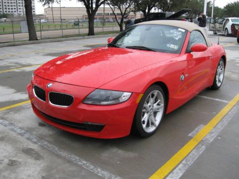 Bright Red BMW Z4 3.0i Roadster.  Click to enlarge.