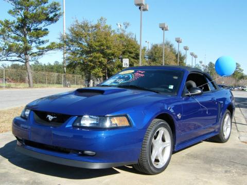 Sonic Blue Metallic Ford Mustang GT Convertible.  Click to enlarge.