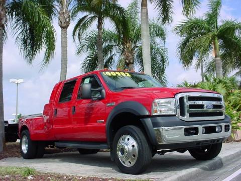 Red Ford F550 Super Duty Lariat Crew Cab Dually.  Click to enlarge.