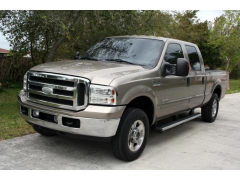 Arizona Beige Metallic Ford F250 Super Duty Lariat Crew Cab 4x4.  Click to enlarge.