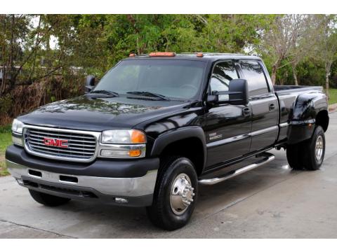 Onyx Black GMC Sierra 3500 SLE Crew Cab 4x4 Dually.  Click to enlarge.