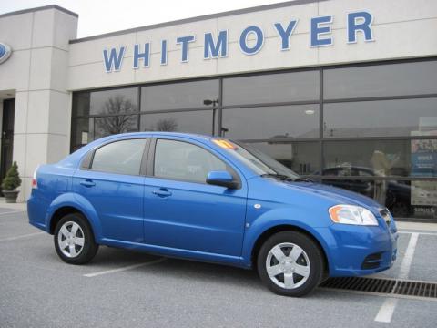 Bright Blue Chevrolet Aveo LS Sedan.  Click to enlarge.