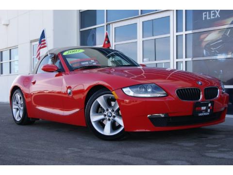 Bright Red BMW Z4 3.0i Roadster.  Click to enlarge.