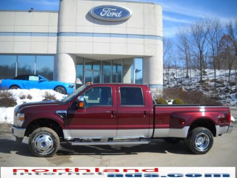Royal Red Metallic Ford F350 Super Duty Lariat Crew Cab 4x4 Dually.  Click to enlarge.