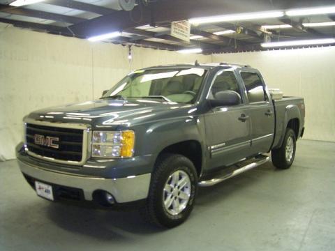 Steel Gray Metallic GMC Sierra 1500 SLE Crew Cab 4x4.  Click to enlarge.