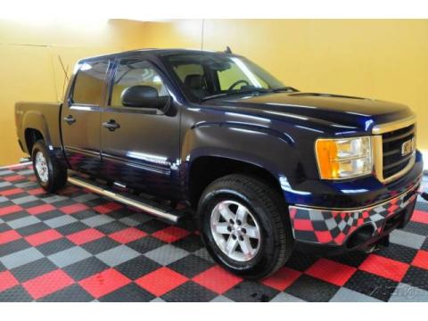 Midnight Blue Metallic GMC Sierra 1500 SLT Crew Cab 4x4.  Click to enlarge.