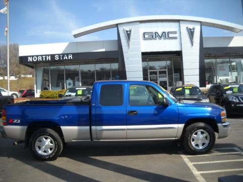 Marine Blue Metallic GMC Sierra 1500 SLE Extended Cab 4x4.  Click to enlarge.